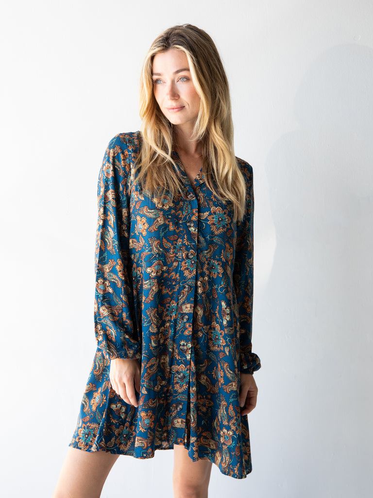 Ansley Shirtdress|Paisley Floral-view 2