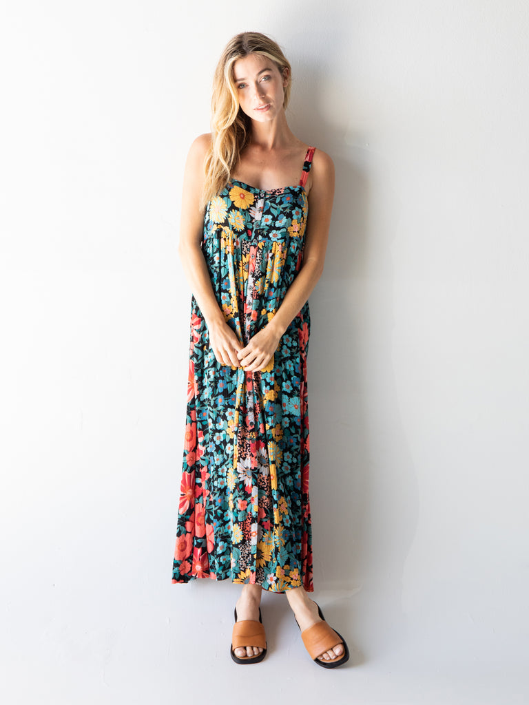 Sidney Printed Maxi Dress - Black Coral Floral-view 3