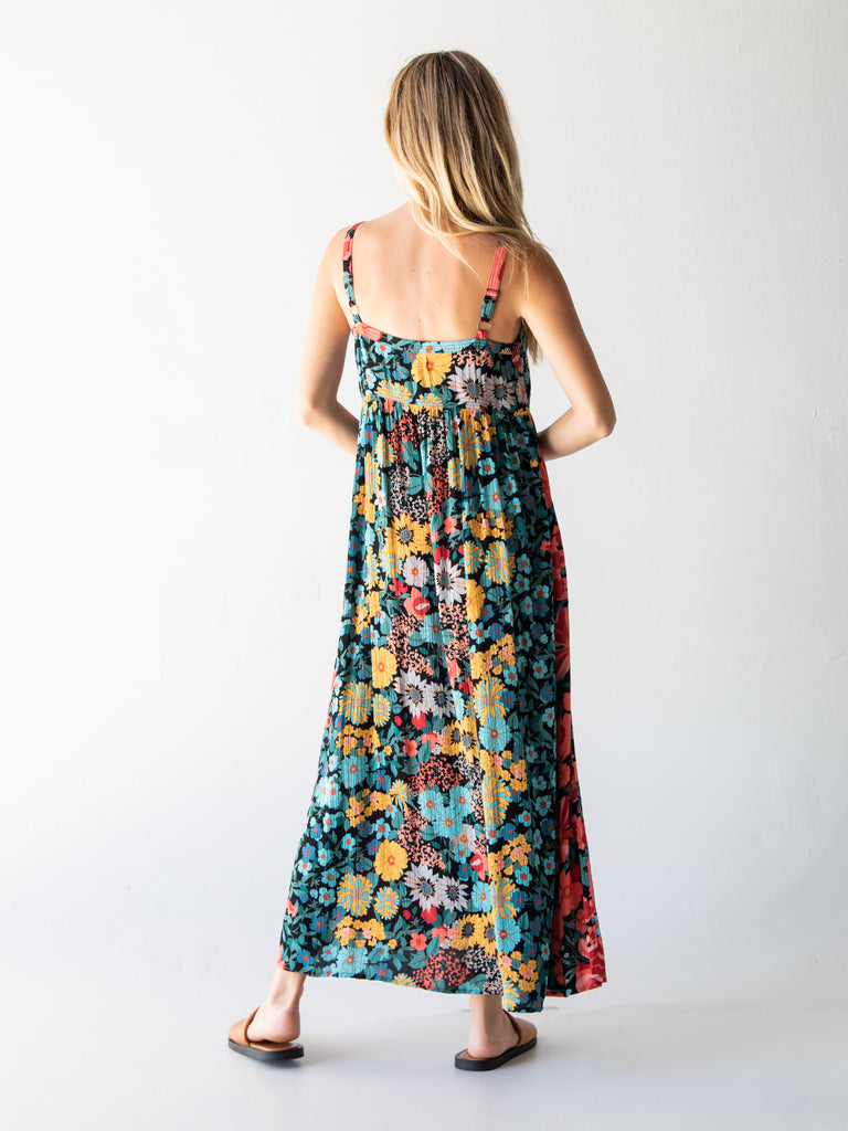 Sidney Printed Maxi Dress - Black Coral Floral-view 4