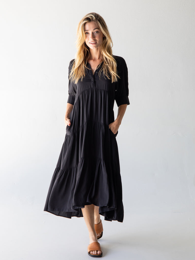 Rebecca Tiered Dress - Black-view 1