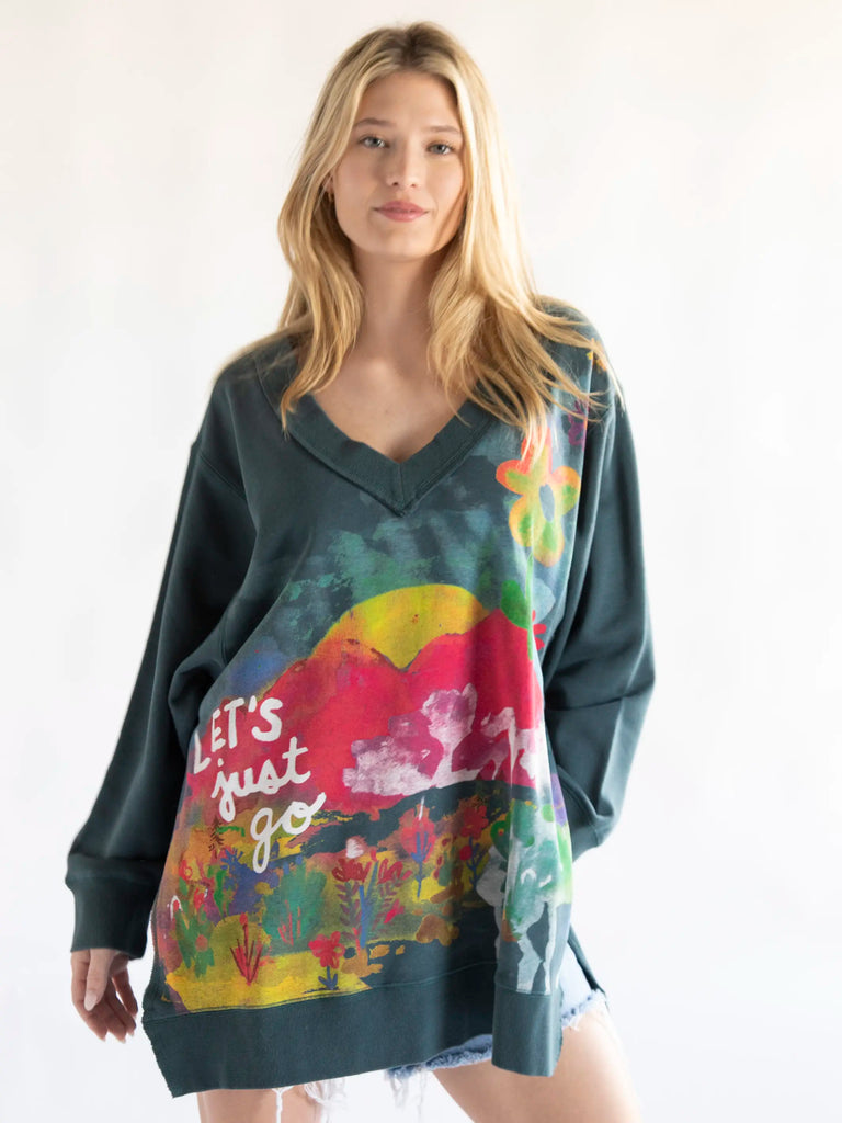 Life Is A Canvas Sweatshirt - Let's Just Go Slate-view 1