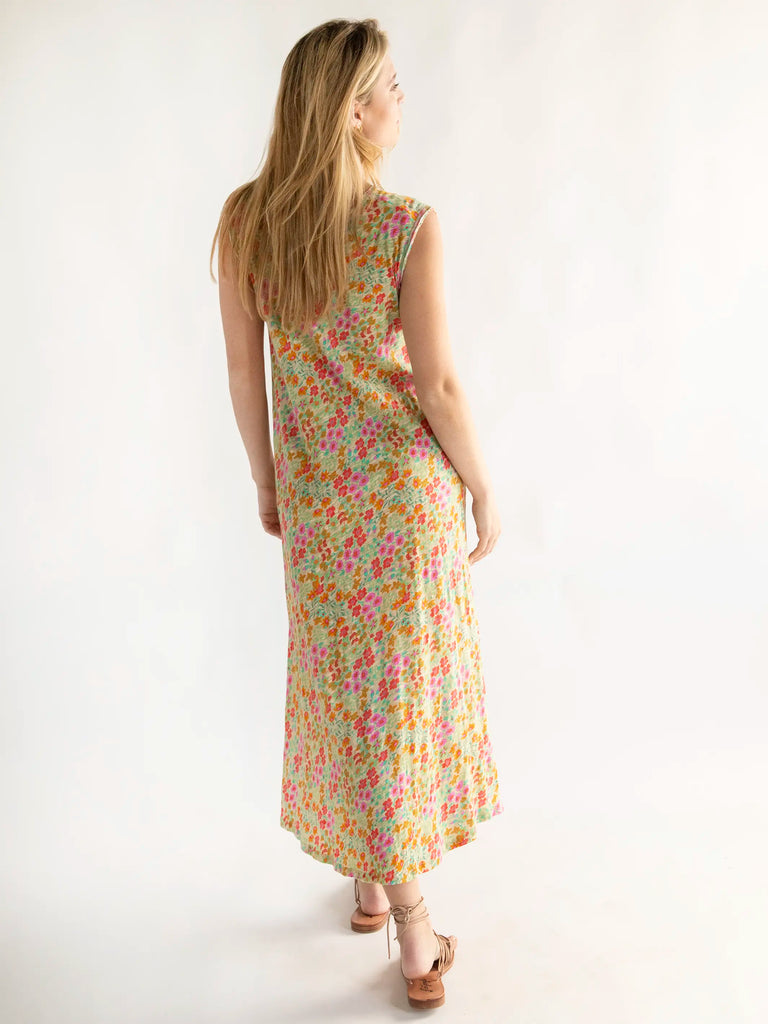 Hangout Printed Knit Midi Dress - Mustard Coral Floral-view 3