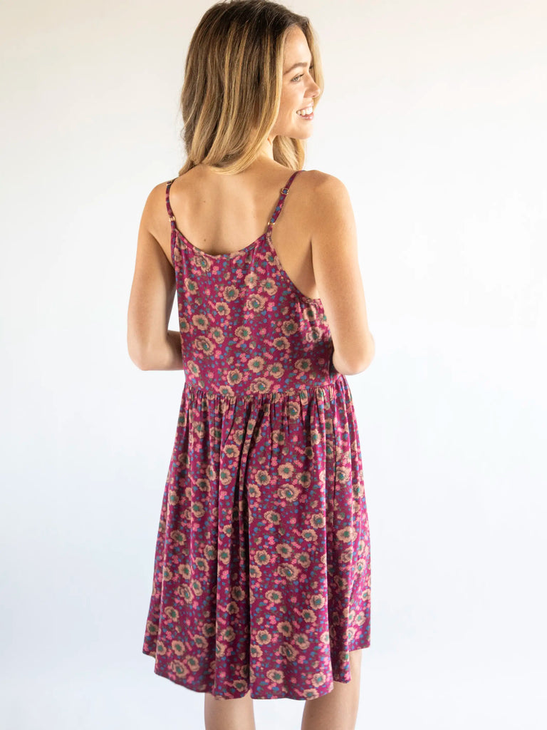 Embroidered Sara Dress - Cranberry Floral-view 4