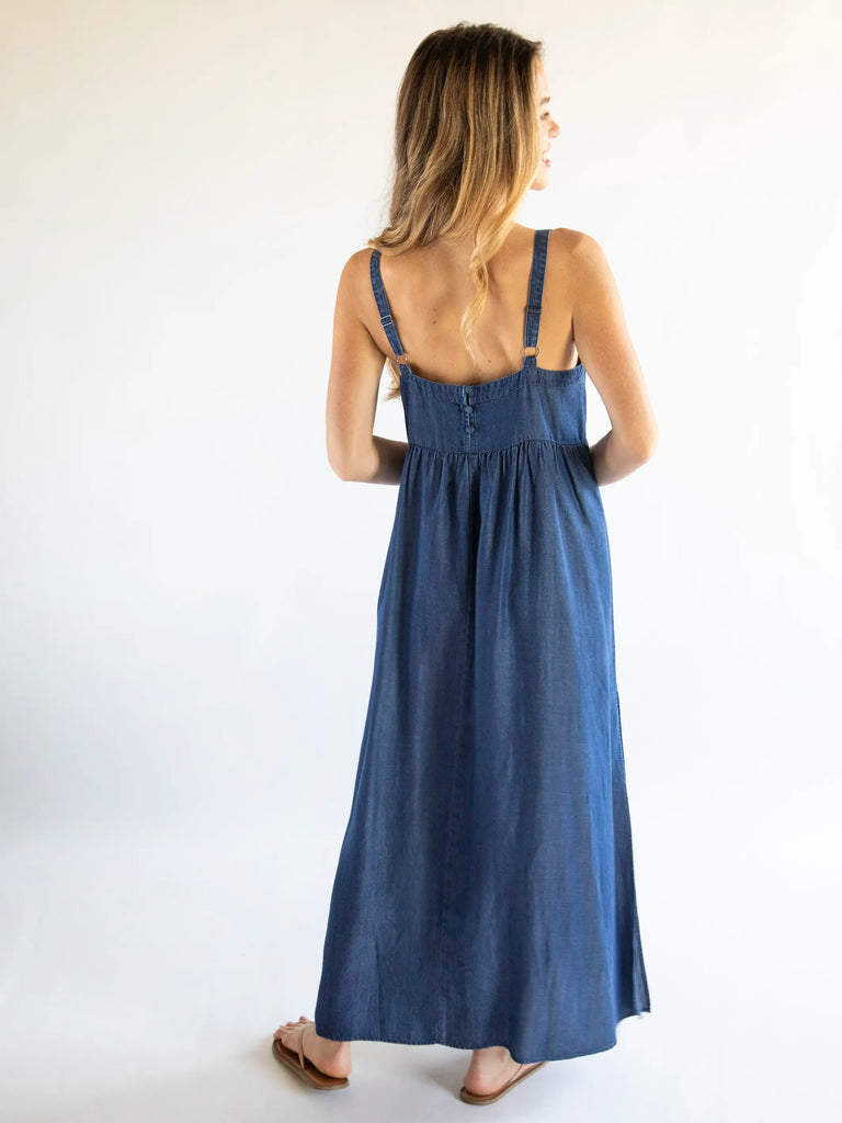 Patti Side Slit Maxi Dress - Denim Blue-view 4