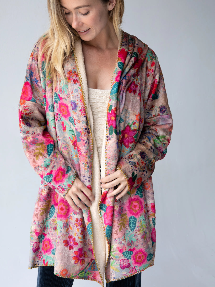 Cozy Blanket Kimono Taupe Ditsy Natural Life