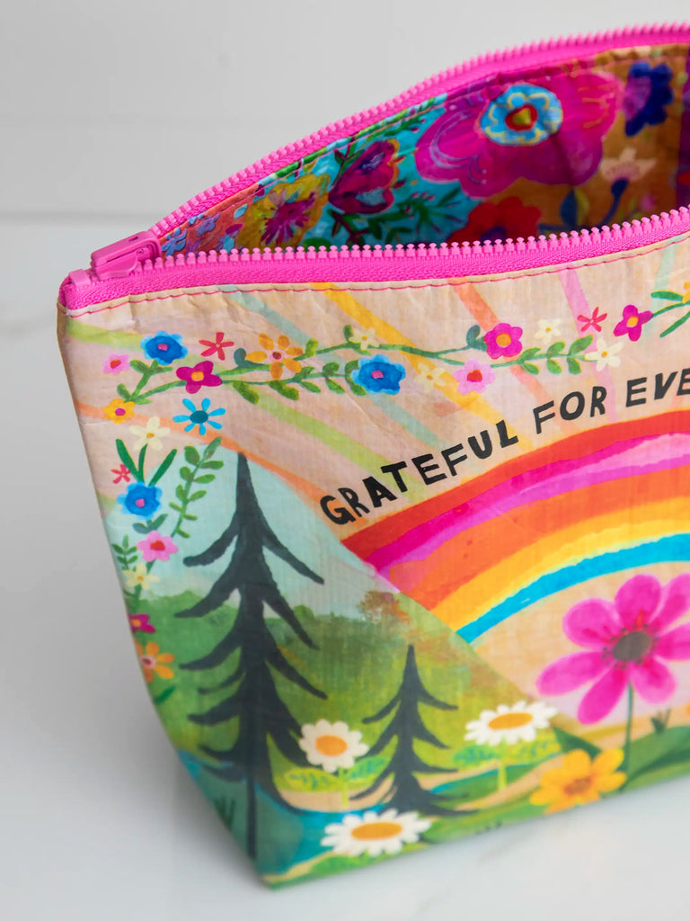Recycled Zipper Pouch - Grateful-view 3