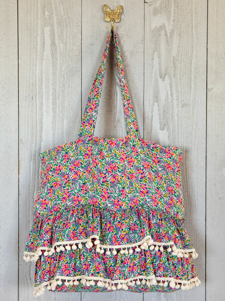 Ruffle Tote Bag - Ditsy Neon Floral-view 2