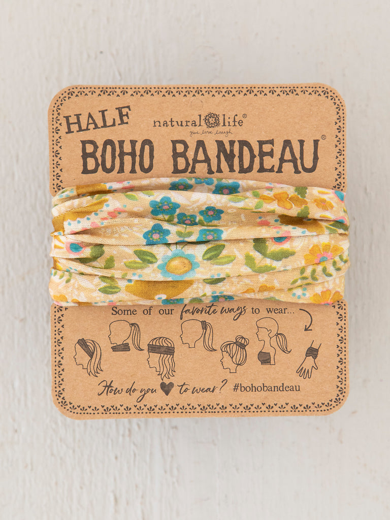 Half Printed Boho Bandeau Headband - Mandala Light Grey-view 1