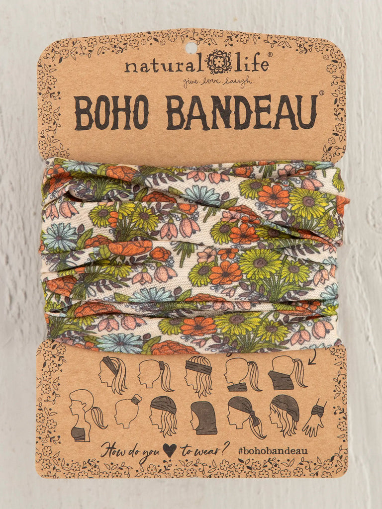 Full Boho Bandeau® Headband - Retro Daisies Cream-view 2