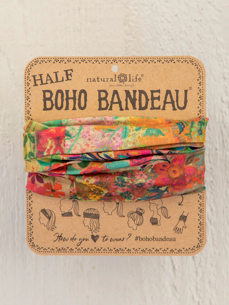 Half Printed Boho Bandeau|Pink Patchwork-view 1