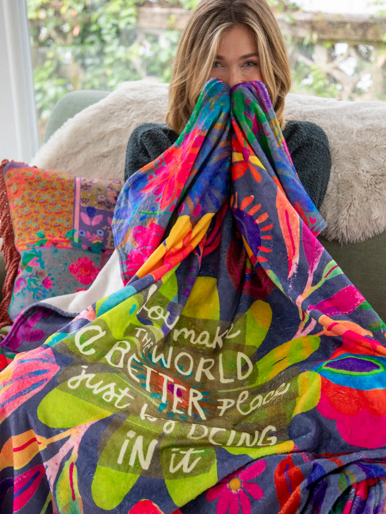 Cozy Throw Blanket - You Make The World Better-view 2