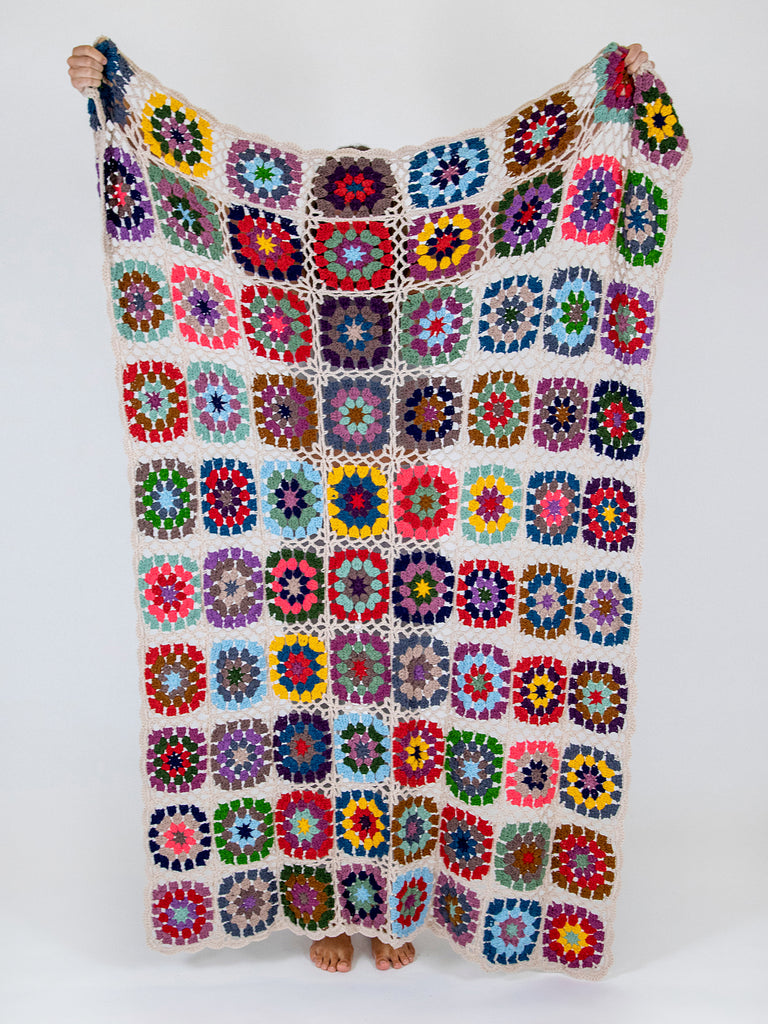 Granny Square Crochet Blanket|Multicolored-view 3