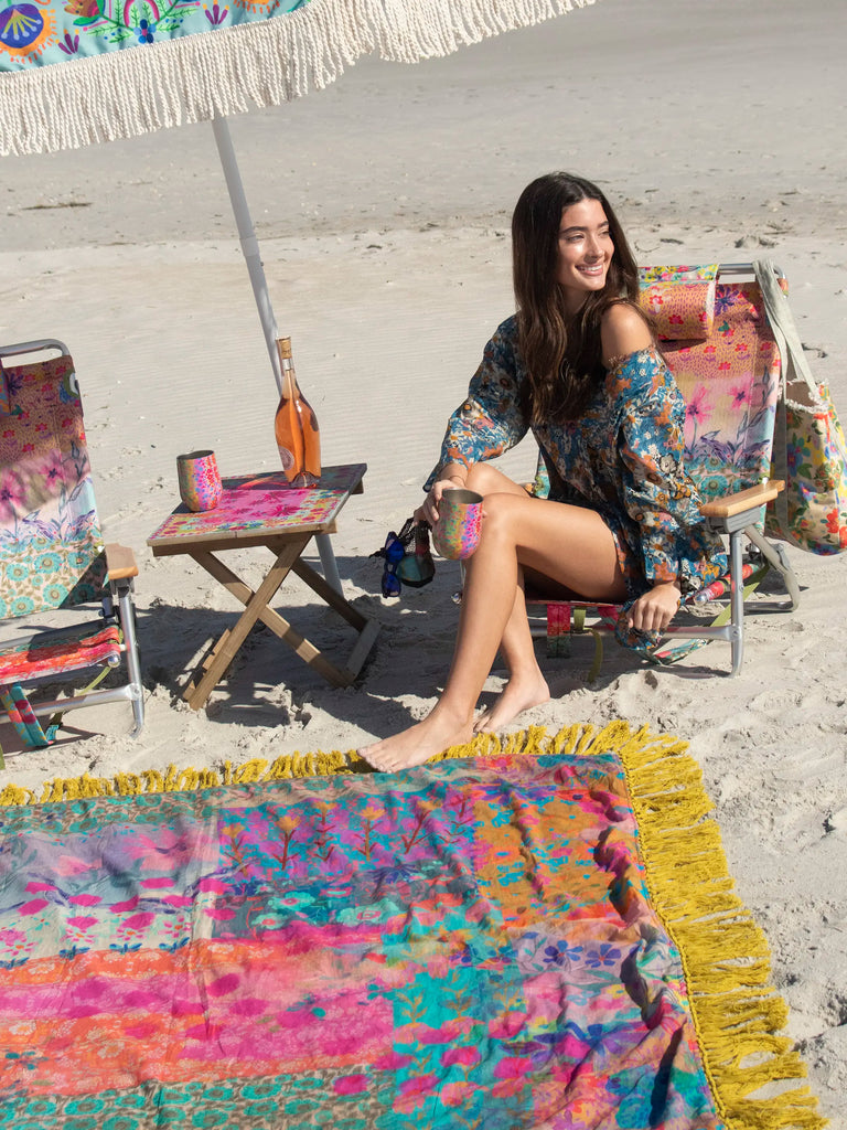 XL Shabana Beach Towel - Pink Watercolor Patchwork-view 4