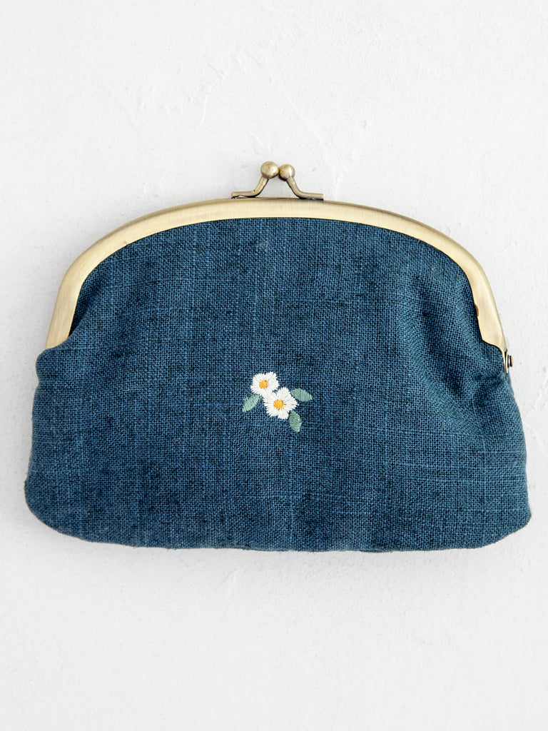 Embroidered Coin Purse|Washed Navy-view 3