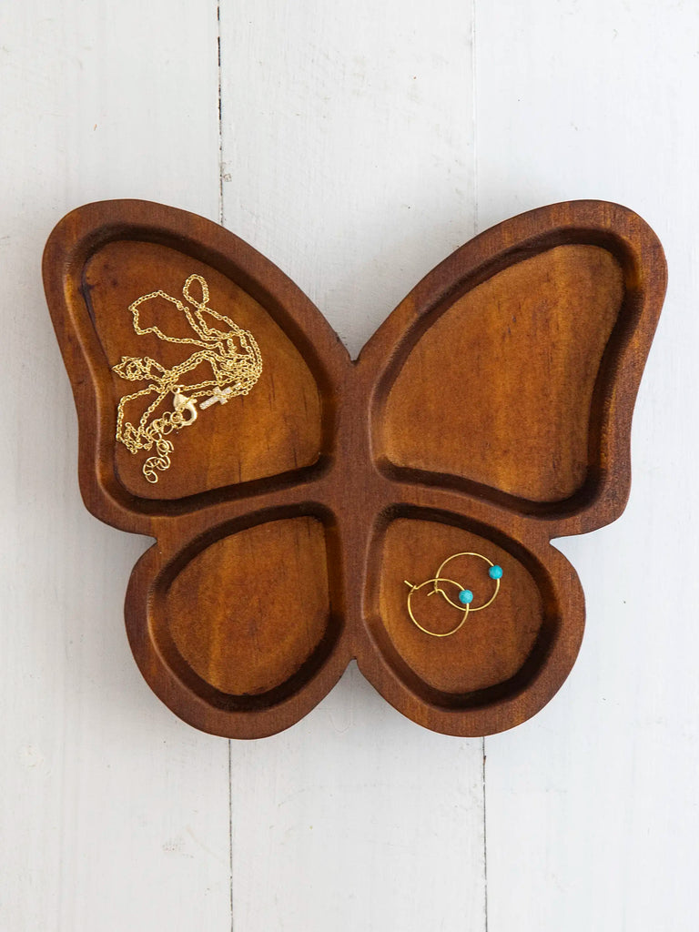 Carved Wood Trinket Dish - Butterfly-view 2