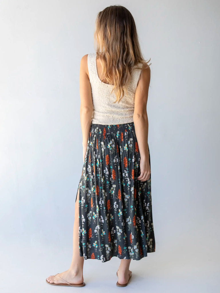 Addie Midi Skirt - Charcoal Bouquet-view 3