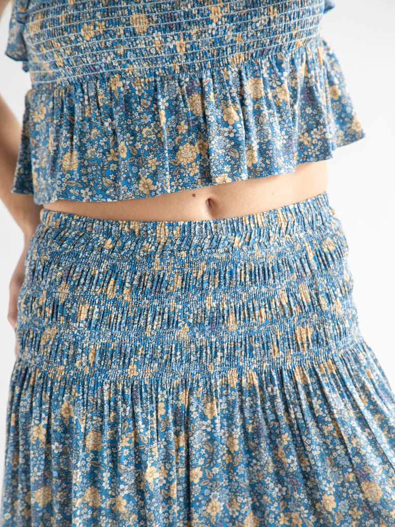Angelina Midi Skirt - Blue Ditsy Floral-view 5