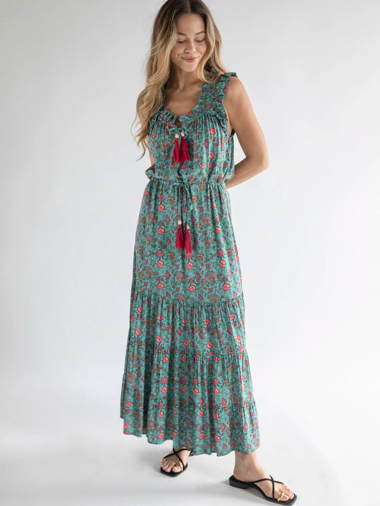 Havana Nights Maxi Dress - Turquoise Pink Floral-view 2