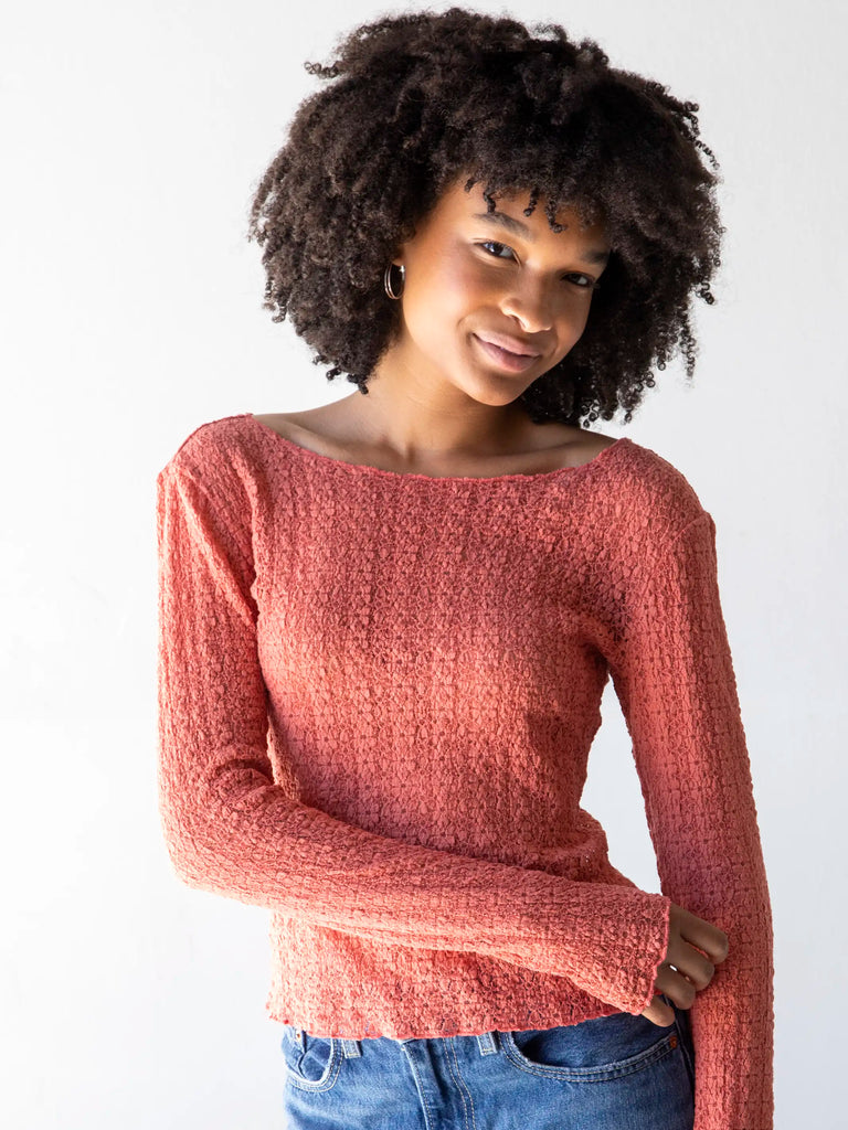 Lace Layering Top - Coral-view 1