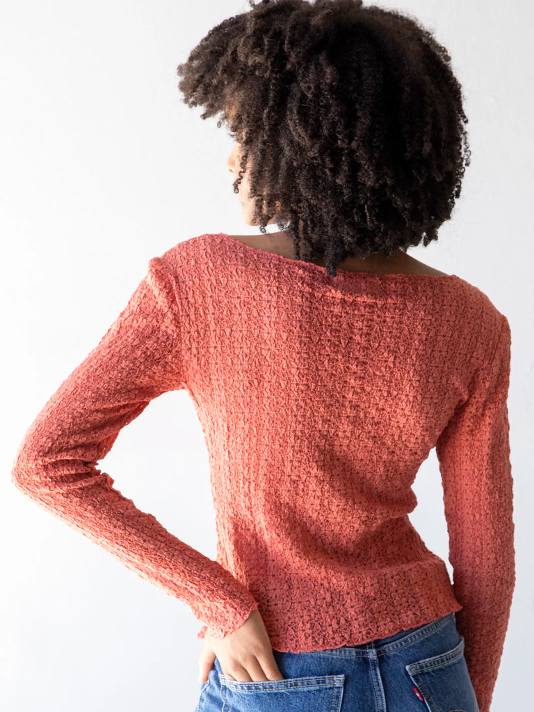 Lace Layering Top - Coral-view 2
