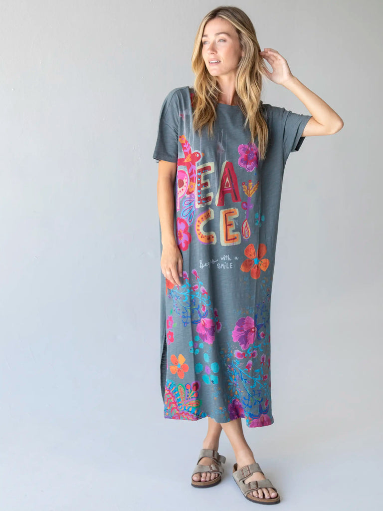 Life Is A Canvas Maxi Dress - Peace, Charcoal-view 2