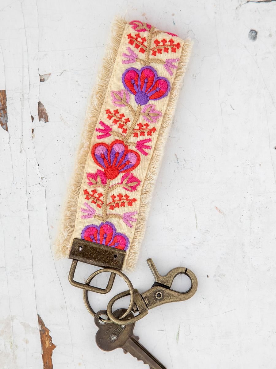 Embroidered Key Chain - Light Pink