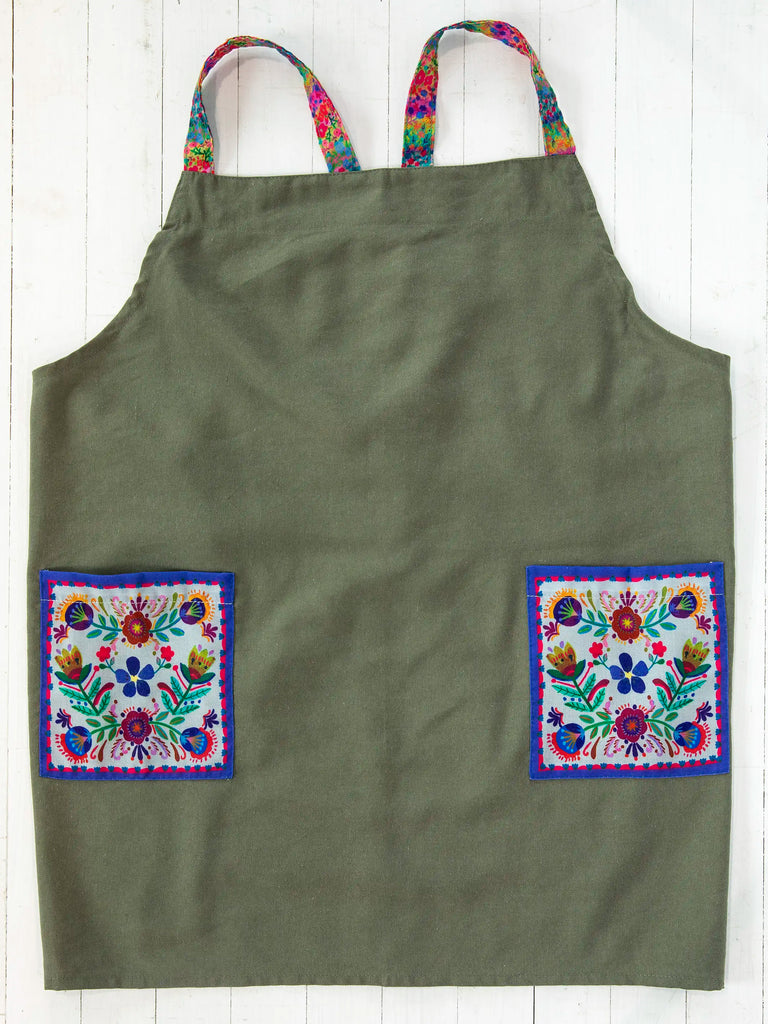 Crossback Apron - Olive-view 3