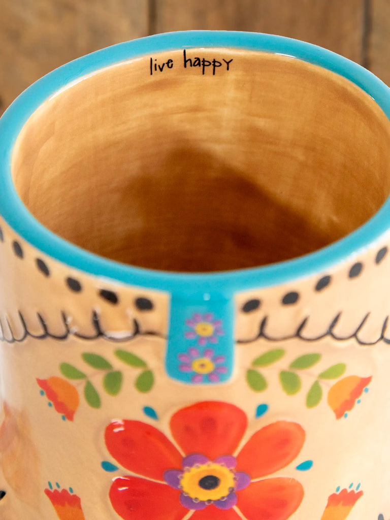 Folk Art Coffee Mug - Live Happy Boot-view 3