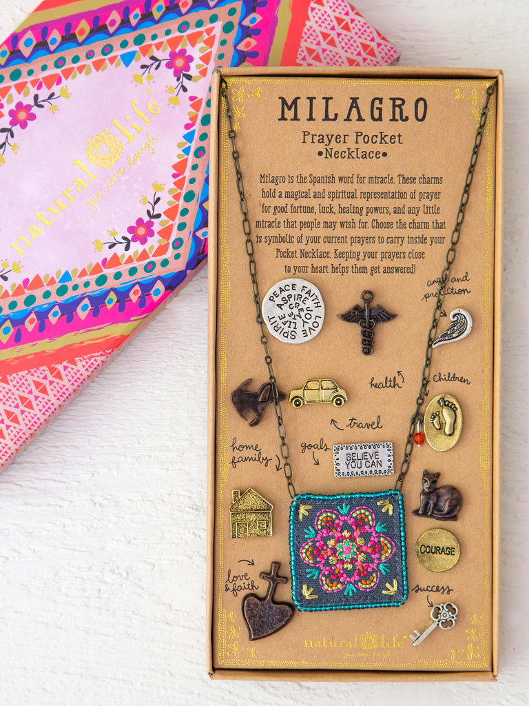 Milagro Prayer Pocket Necklace|Turquoise-view 1