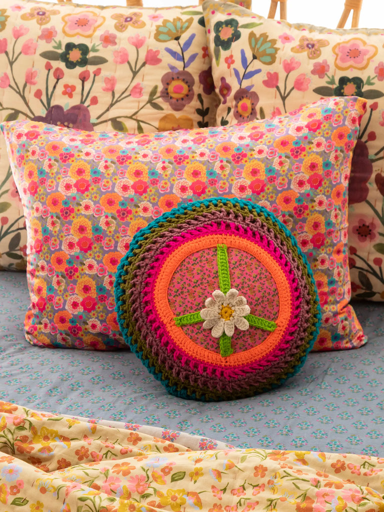 Crochet Pillow - Peace Sign-view 2