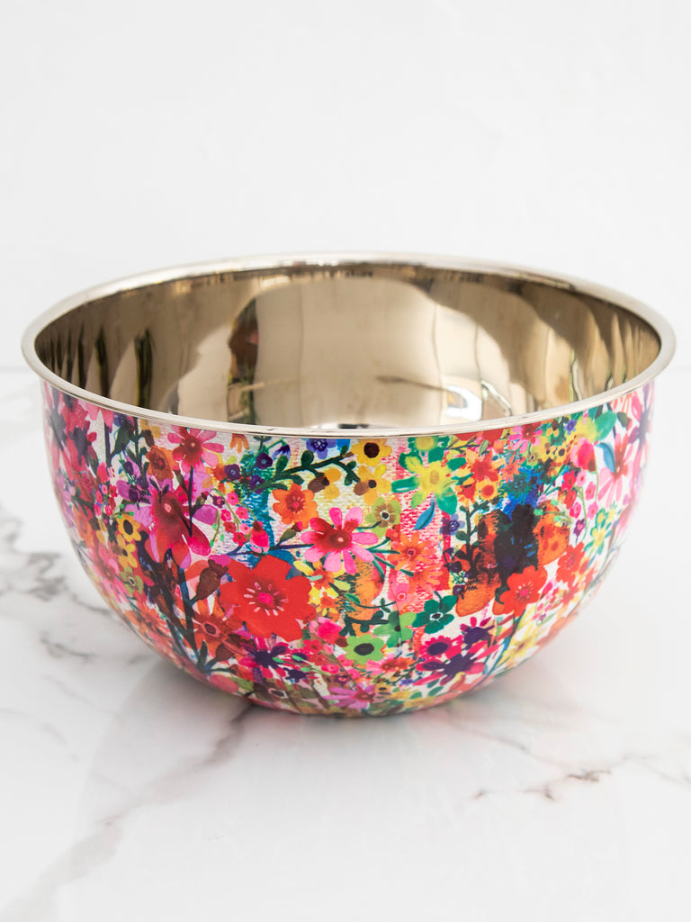 Stainless Steel Bowl - Large Watercolor Floral-view 3