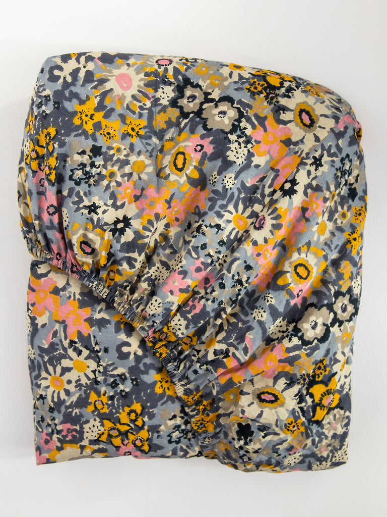 Mix & Match Printed Fitted Sheet|Grey Floral-view 1