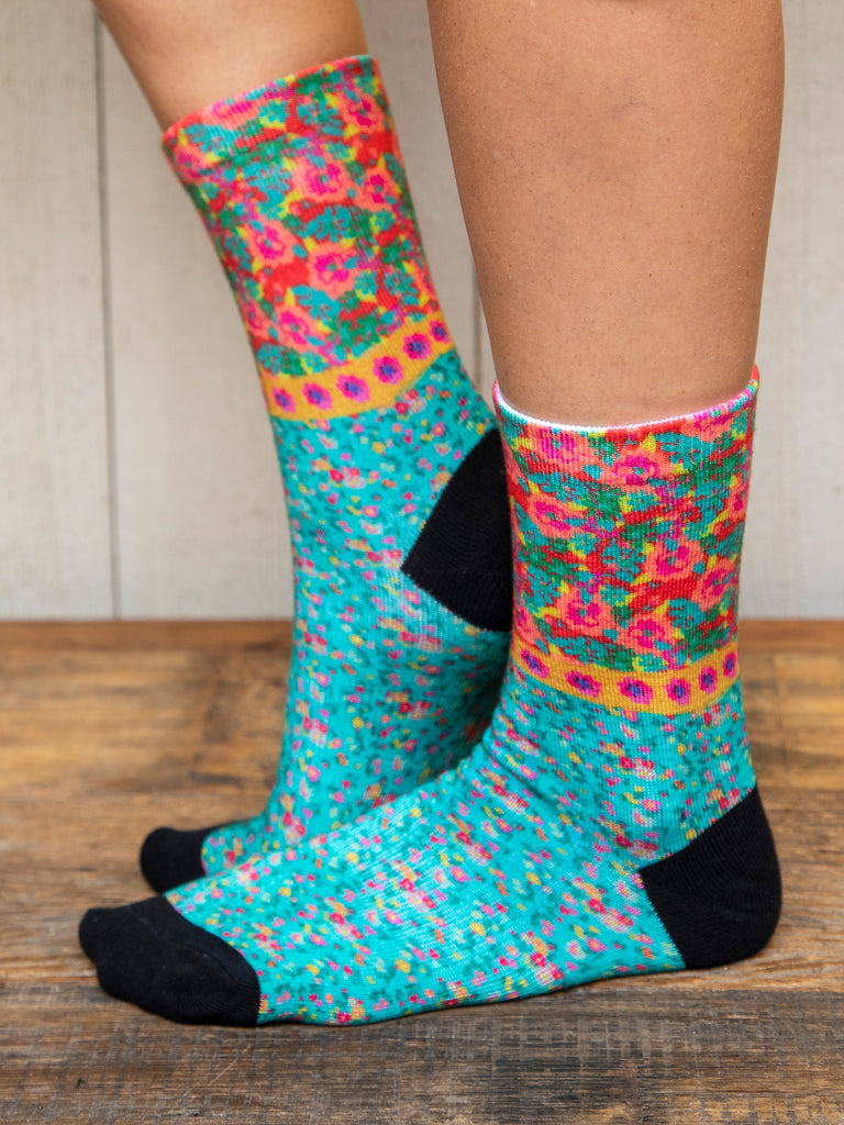 Printed Weekend Sock Set, Set of 2 - Teal Floral-view 3