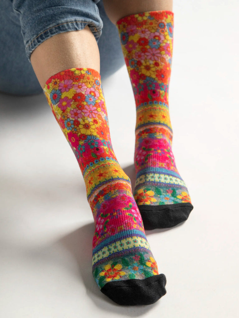 Printed Weekend Sock Set, Set of 2 - Cream Love-view 2