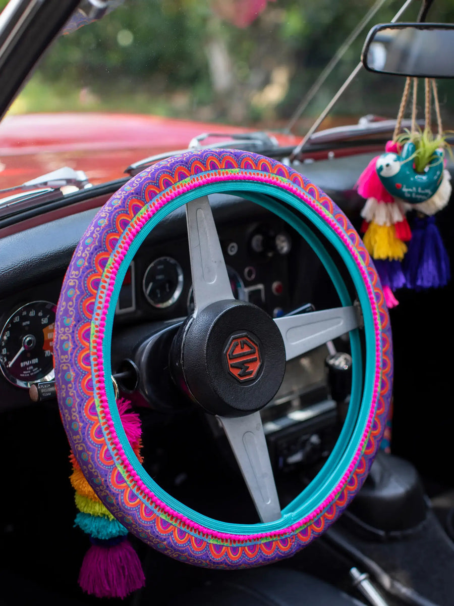 Steering Wheel Cover, 15" Rainbow Natural Life