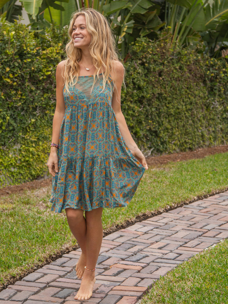 Piper Dress - Teal Floral-view 1