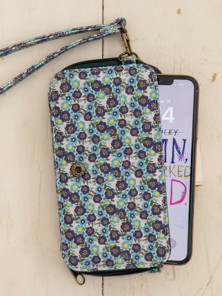 Wristlet Wallet - Blue Floral Ditsy-view 3