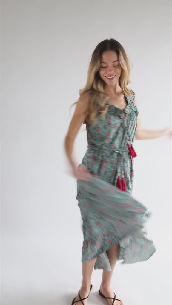 Havana Nights Maxi Dress - Turquoise Pink Floral-view 6