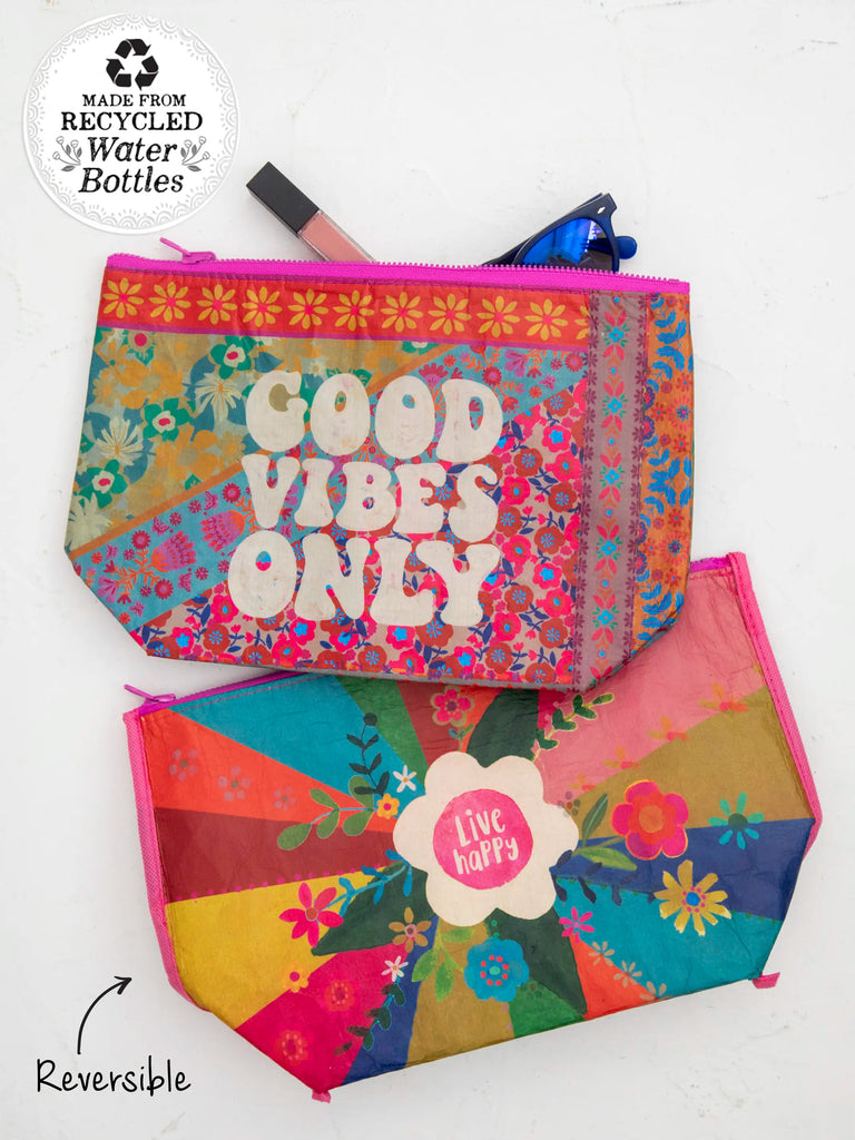 Recycled Zipper Pouch - Good Vibes Only-view 1
