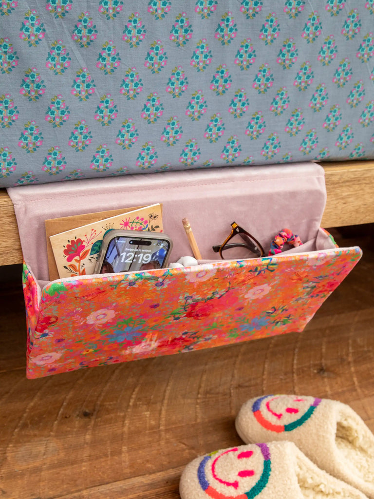 Bedside Caddy Organizer - Coral Floral-view 1