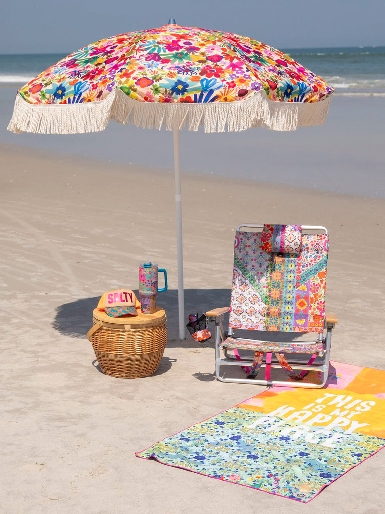 Backpack Beach Chair - Folk Flower Patchwork-view 3