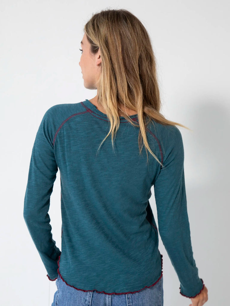 Lily Knit Long Sleeve Tee Shirt - Teal-view 3