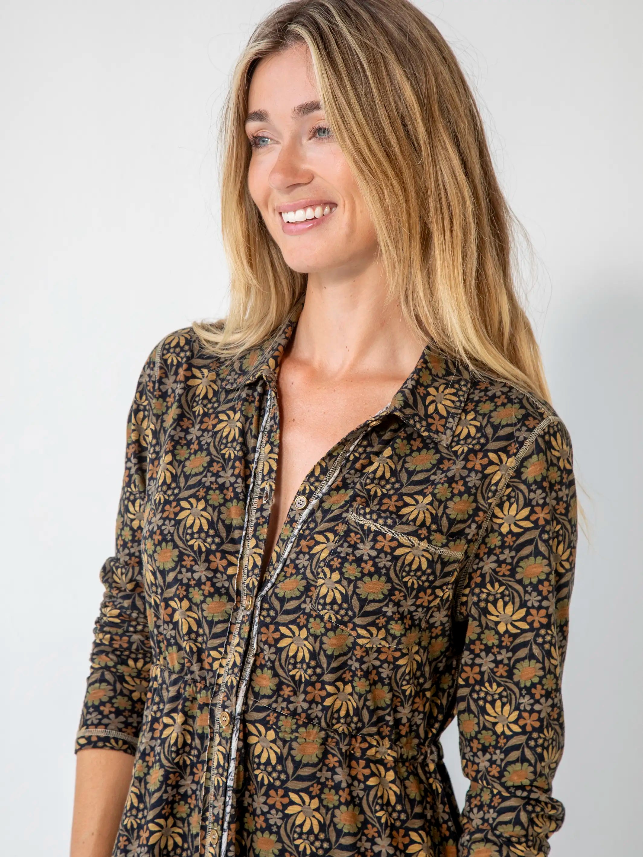 Christa Knit Cotton Maxi Dress - Black Tan Daisies Natural Life Christa Knit Cotton Maxi Dress - Black Tan Daisies Natural Life