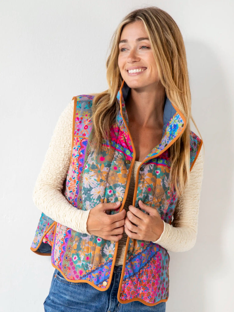 Quilted Puffer Vest - Patchwork-view 1
