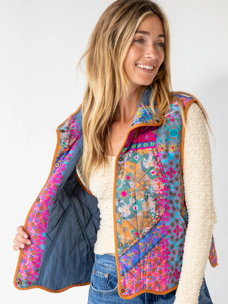 Quilted Puffer Vest - Patchwork-view 3