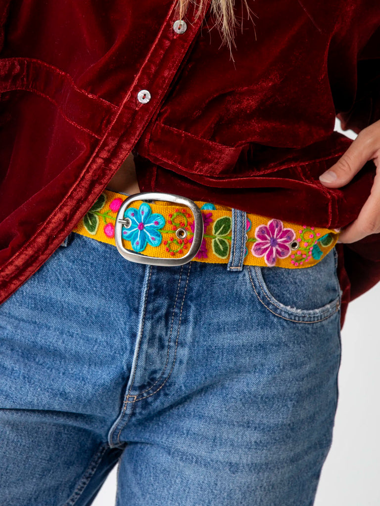 Hand Embroidered Belt - Mustard-view 2