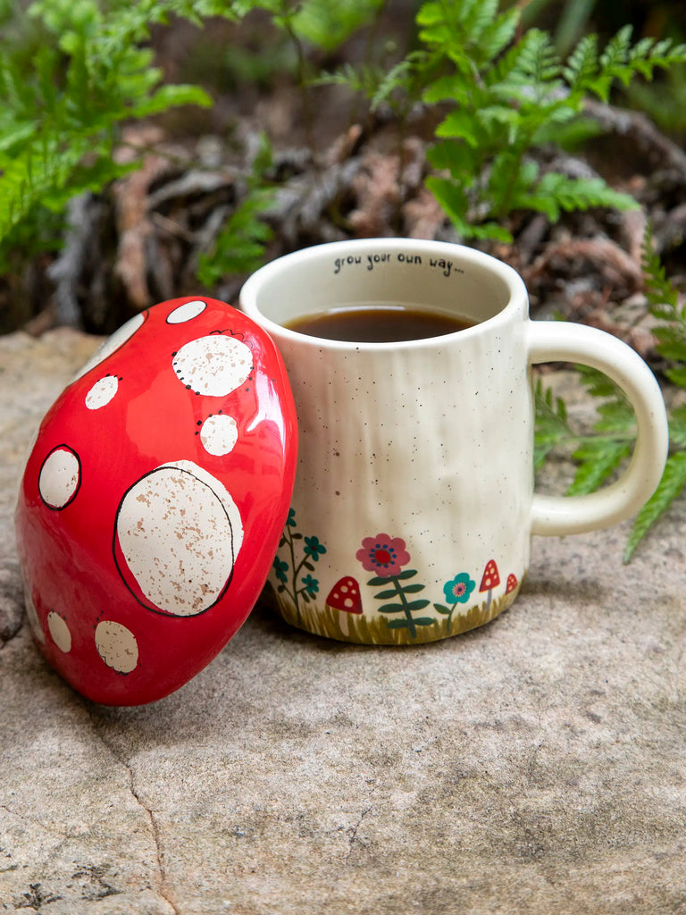 Natural Life Mushroom Mug with Lid - Grow Your Own Way