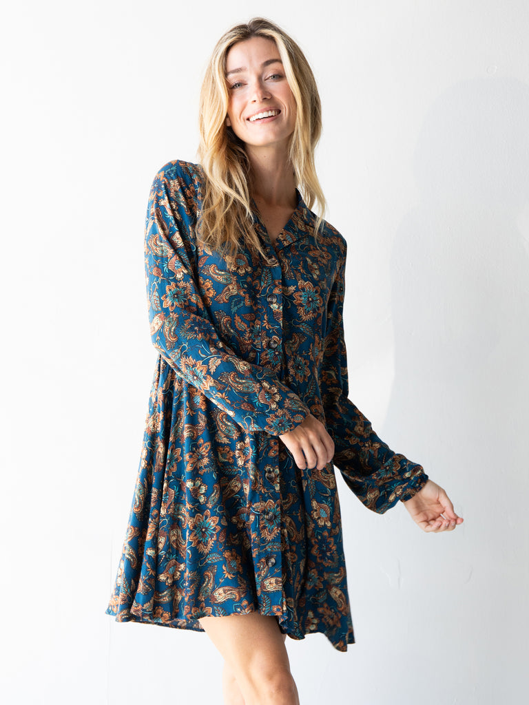 Ansley Shirtdress|Paisley Floral-view 3