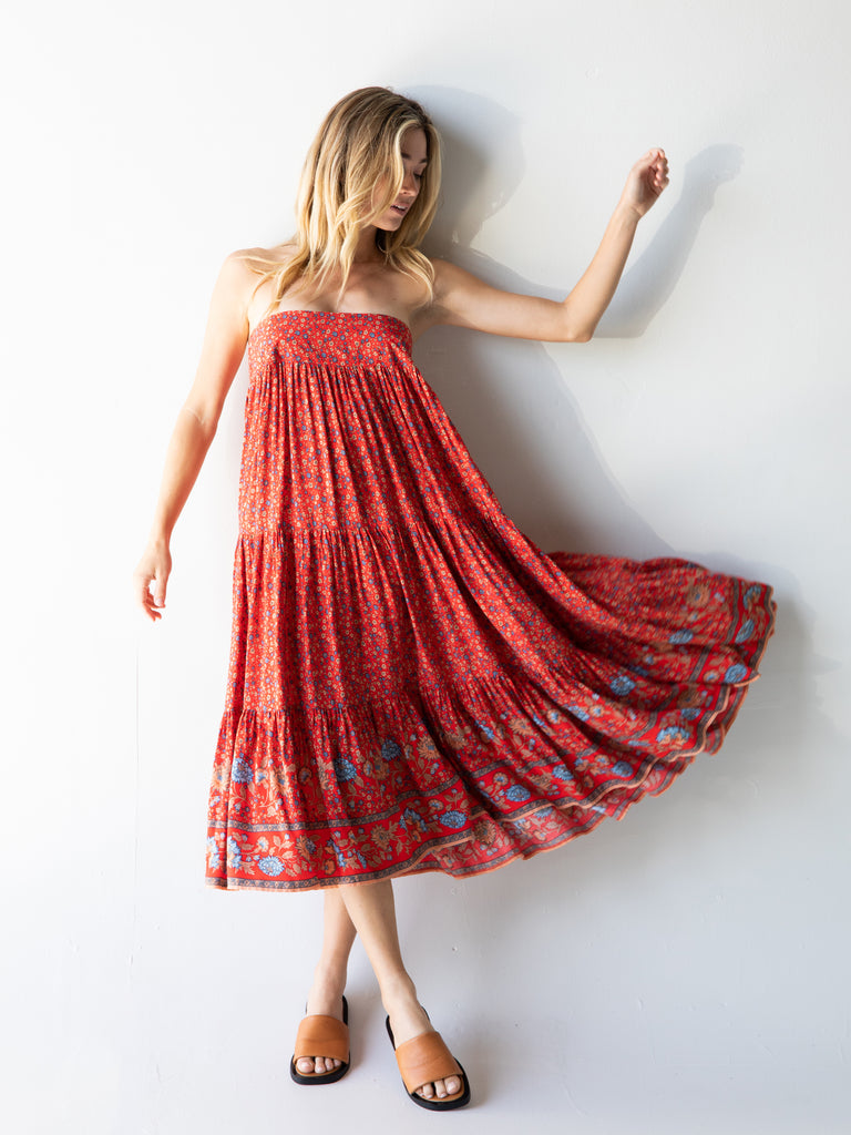 Hanna Maxi Skirt - Red Ditsy-view 2