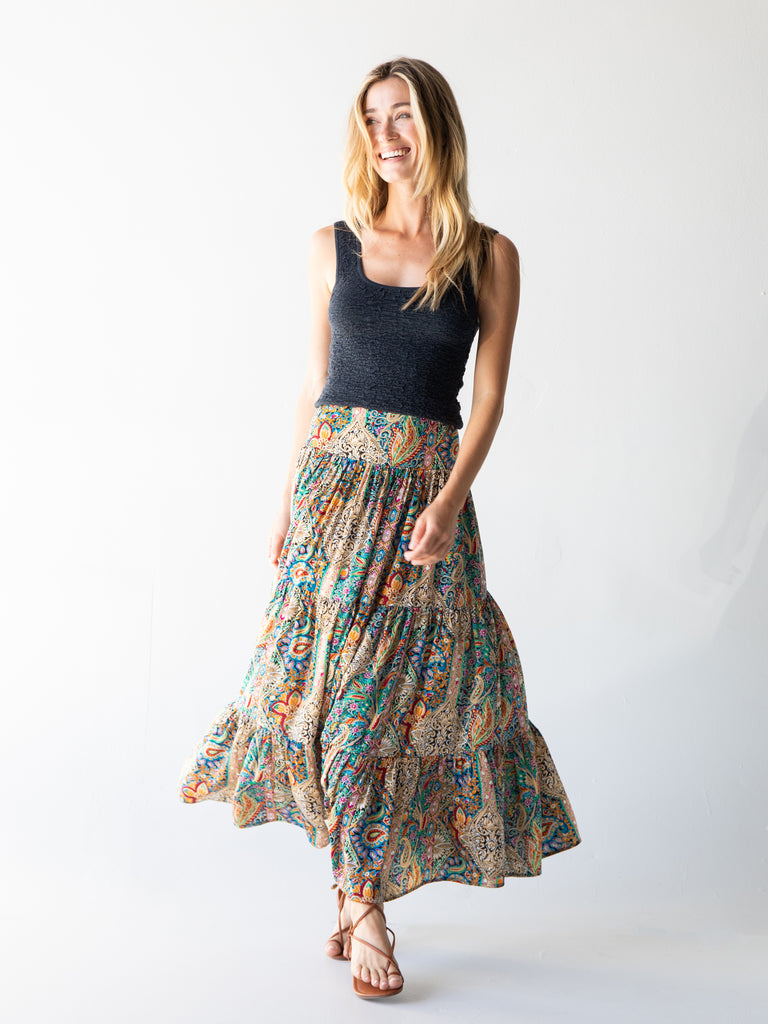 Hanna Convertible Maxi Skirt - Bright Paisley-view 1